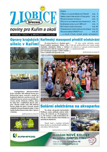 Obálka e-magazínu Zlobice – noviny pro Kuřim a okolí 3/2022