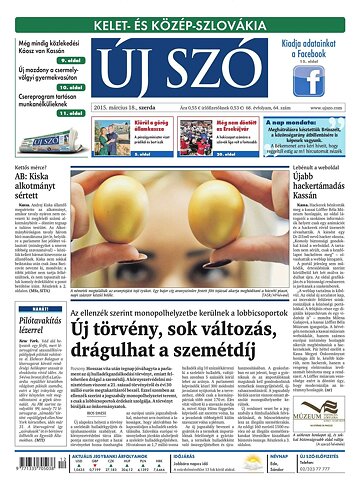 Obálka e-magazínu Új Szó 18.3.2015