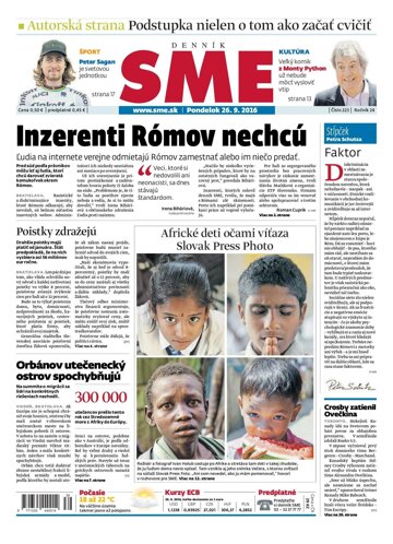 Obálka e-magazínu SME 26.9.2016