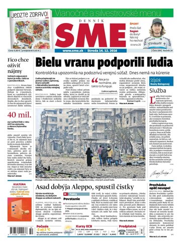 Obálka e-magazínu SME 14.12.2016