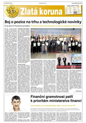 Obálka e-magazínu Mimořádné přílohy LN Čechy extra ZLATÁ KORUNA - 2.6.2015