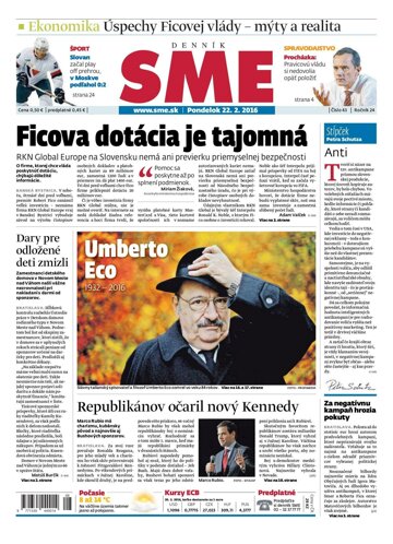 Obálka e-magazínu SME 22.2.2016