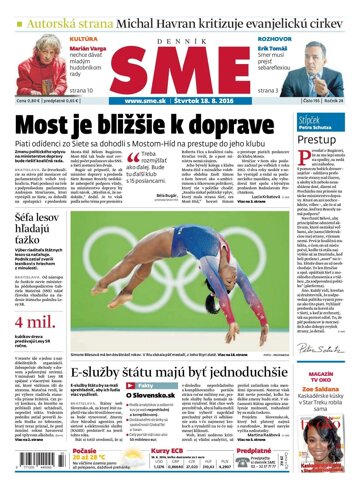 Obálka e-magazínu SME 18.8.2016