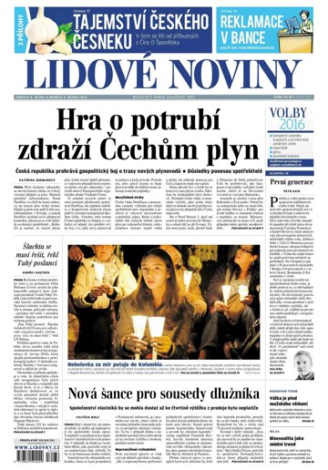 Obálka e-magazínu Lidové noviny 8.10.2016