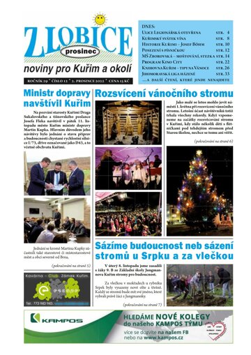 Obálka e-magazínu Zlobice – noviny pro Kuřim a okolí 12/2022