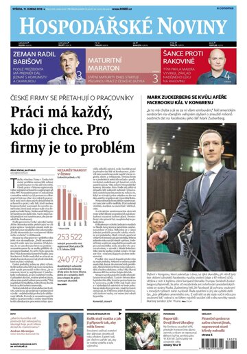 Obálka e-magazínu Hospodářské noviny 070 - 11.4.2018