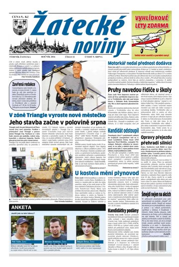 Obálka e-magazínu Žatecké noviny 32/2016