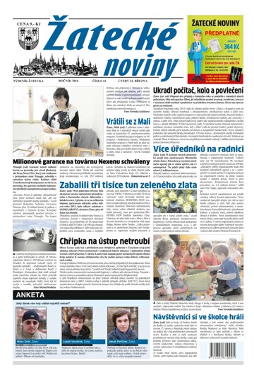 Obálka e-magazínu Žatecké noviny 12/2016