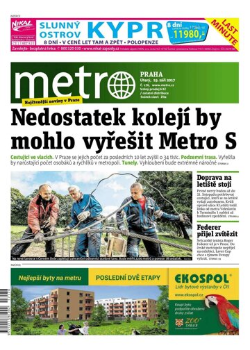 Obálka e-magazínu deník METRO 19.9.2017