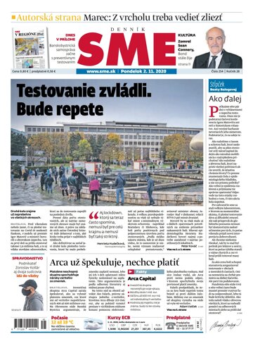 Obálka e-magazínu SME 2.11.2020.