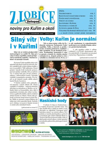 Obálka e-magazínu Zlobice – noviny pro Kuřim a okolí 11/2017