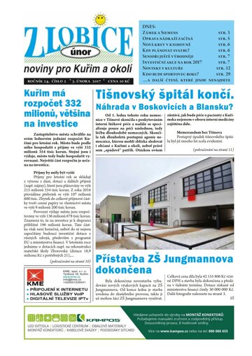 Obálka e-magazínu Zlobice – noviny pro Kuřim a okolí 2/2017