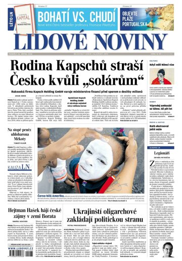 Obálka e-magazínu Lidové noviny 10.8.2015