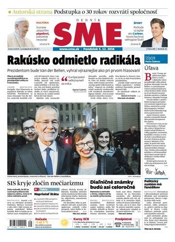 Obálka e-magazínu SME 5.12.2016