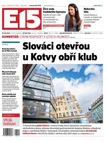 Obálka e-magazínu E15 22.9.2016