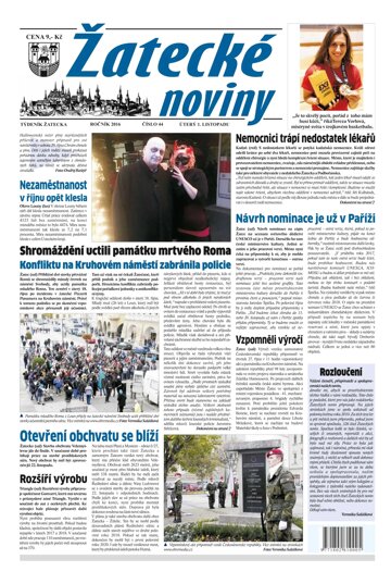 Obálka e-magazínu Žatecké noviny 44/2016