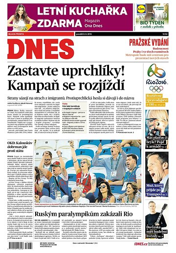 Obálka e-magazínu MF Dnes 8.8.2016