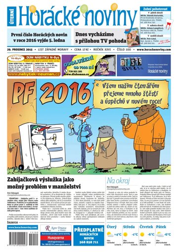 Obálka e-magazínu Horácké Noviny Úterý 29.12.2015 č. 100