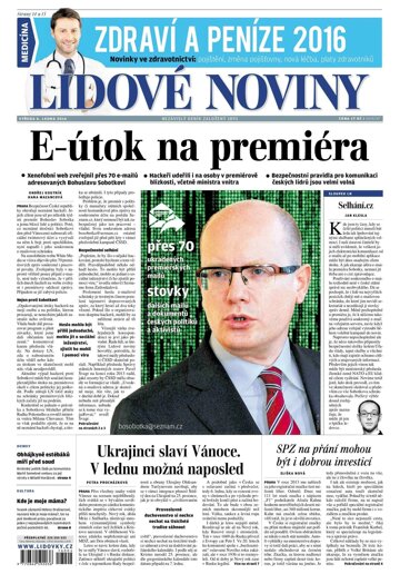 Obálka e-magazínu Lidové noviny 6.1.2016