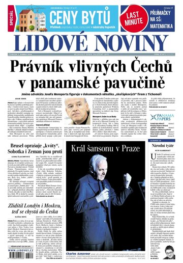 Obálka e-magazínu Lidové noviny 7.4.2016