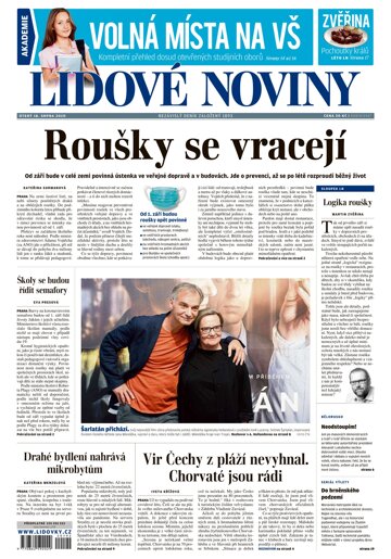 Obálka e-magazínu Lidové noviny 18.8.2020