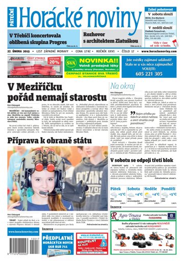 Obálka e-magazínu Horácké Noviny pátek 27.2.2015 č. 17