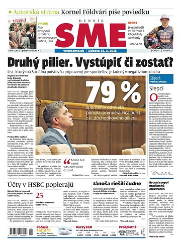 Obálka e-magazínu SME 14.3.2015