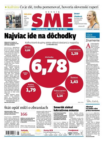 Obálka e-magazínu SME 30.11.2016