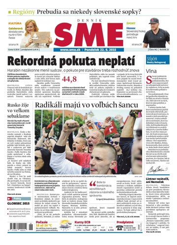 Obálka e-magazínu SME 22.6.2015