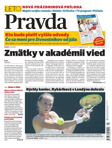 Obálka e-magazínu Pravda 3. 7. 2018