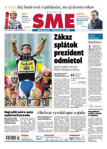 Obálka e-magazínu SME 15.12.2015