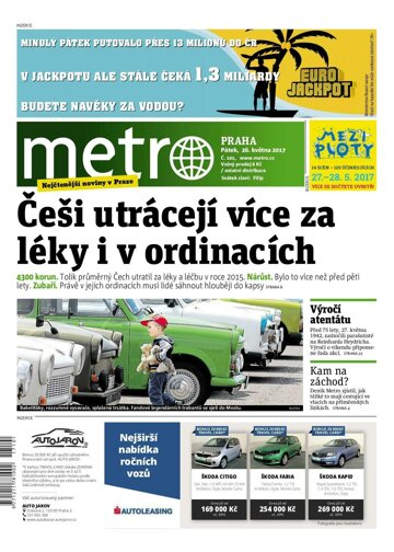 Obálka e-magazínu deník METRO 26.5.2017