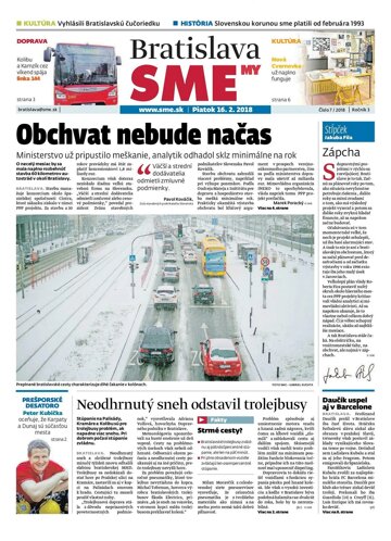 Obálka e-magazínu SME MY Bratislava 16/2/2018