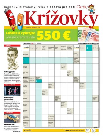 Obálka e-magazínu Krížovky 19.11.2016