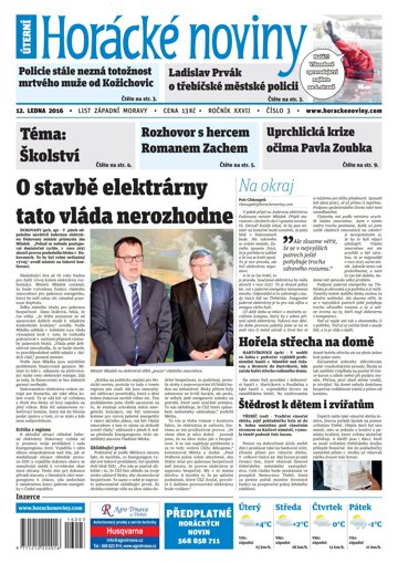 Obálka e-magazínu Horácké Noviny Úterý 11.1.2016 č. 003