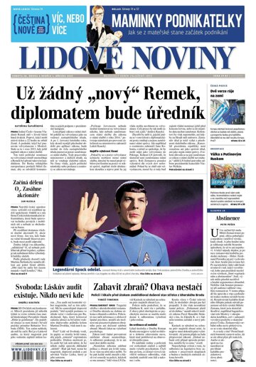 Obálka e-magazínu Lidové noviny 28.2.2015