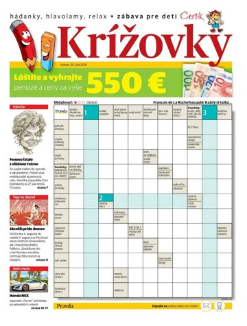 Obálka e-magazínu Krížovky 30. 7. 2016