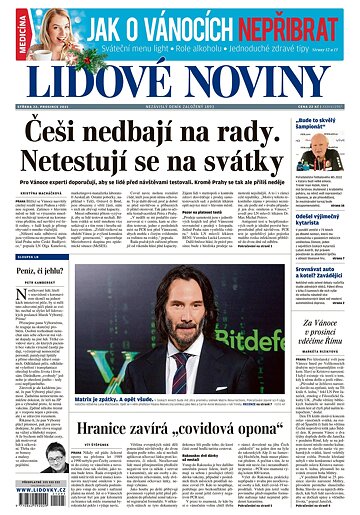 Obálka e-magazínu Lidové noviny 22.12.2021