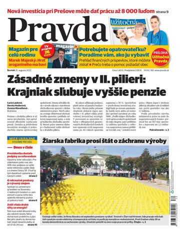 Obálka e-magazínu Pravda 25. 8. 2022