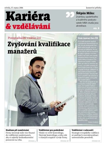 Obálka e-magazínu Hospodářské noviny - příloha 159 - 17.8.2016 příloha Kariéra vzdělávání