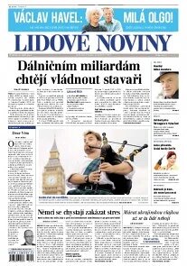 Obálka e-magazínu Lidové noviny 11.9.2014