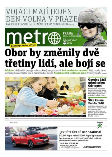 Obálka e-magazínu deník METRO 31.3.2015