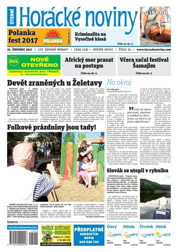 Obálka e-magazínu Horácké Noviny Úterý 25.7.2017 č. 055