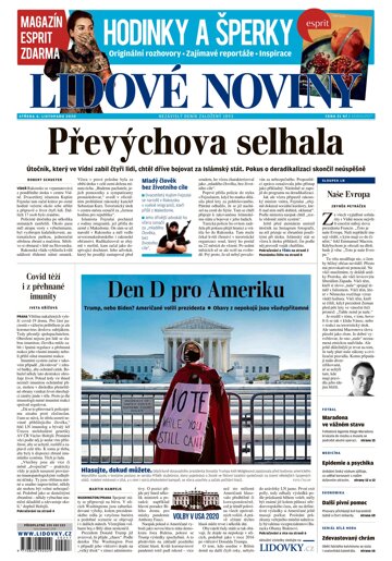 Obálka e-magazínu Lidové noviny 4.11.2020