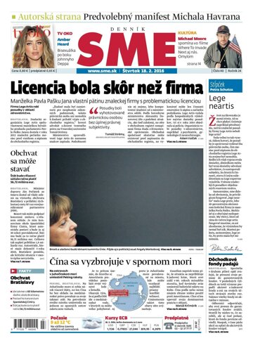 Obálka e-magazínu SME 18.2.2016