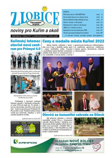 Obálka e-magazínu Zlobice – noviny pro Kuřim a okolí 7-8/2022