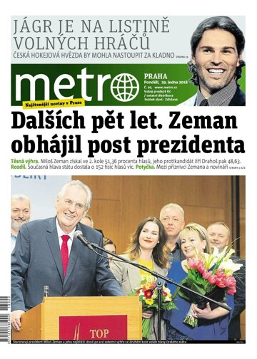 Obálka e-magazínu deník METRO 29.1.2018