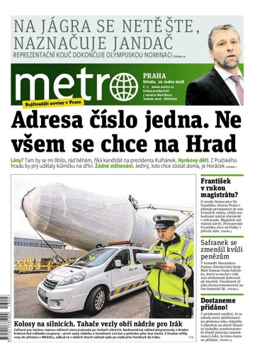 Obálka e-magazínu deník METRO 10.1.2018