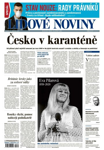 Obálka e-magazínu Lidové noviny 16.3.2020