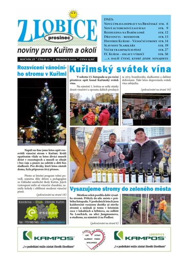 Obálka e-magazínu Zlobice – noviny pro Kuřim a okolí 12/2021